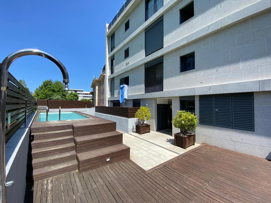 Baiona, Playa Santa Marta, Piscina Apartman Kültér fotó